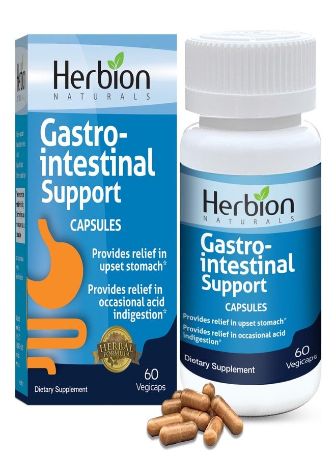 HERBION Naturals Gastro-intestinal Support Herbal Blend for Upset Stomach Relief, Gastrointestinal Health and Function, Occasional Acid Indigestion, Healthy Intestinal Flora, 60 Count, Pack of 1 - Image 1